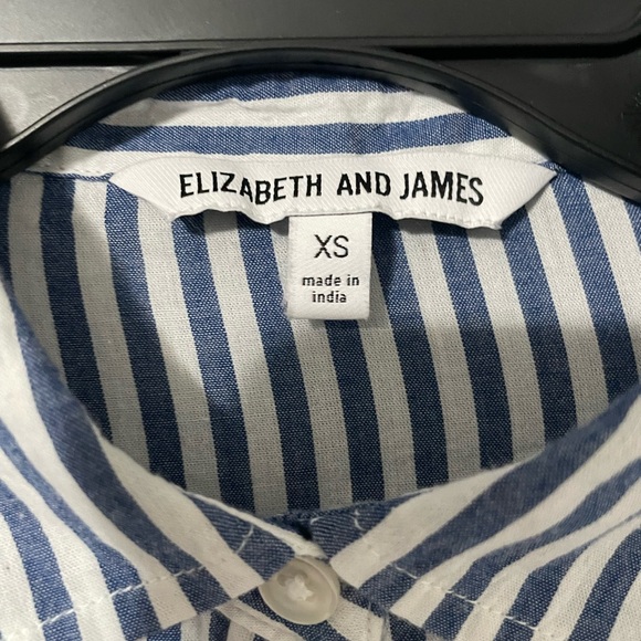 5 for $25 SALE ELIZABETH AND JAMES Blue White Striped Button Front Shirt Top XS - Picture 6 of 8